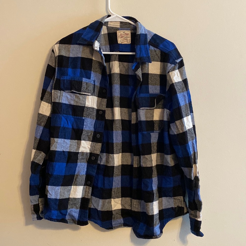 American Eagle Blue Plaid Flannel